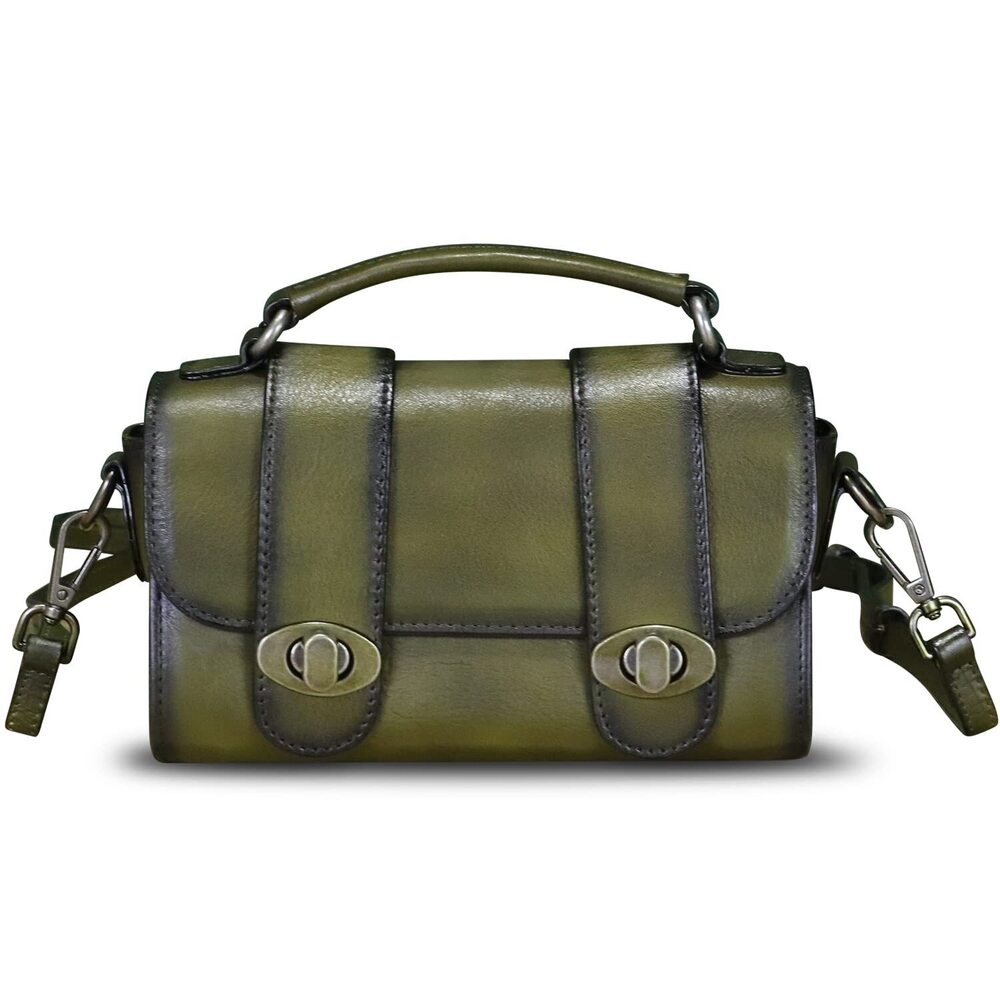 8302 Leather Satchel Vintage Purse Handmade Handbag Retro Crossbody Bag